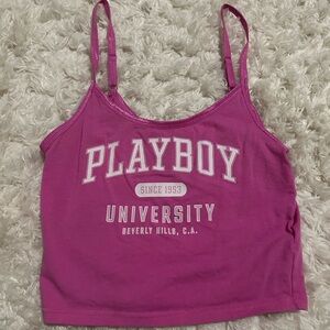pink playboy crop top
